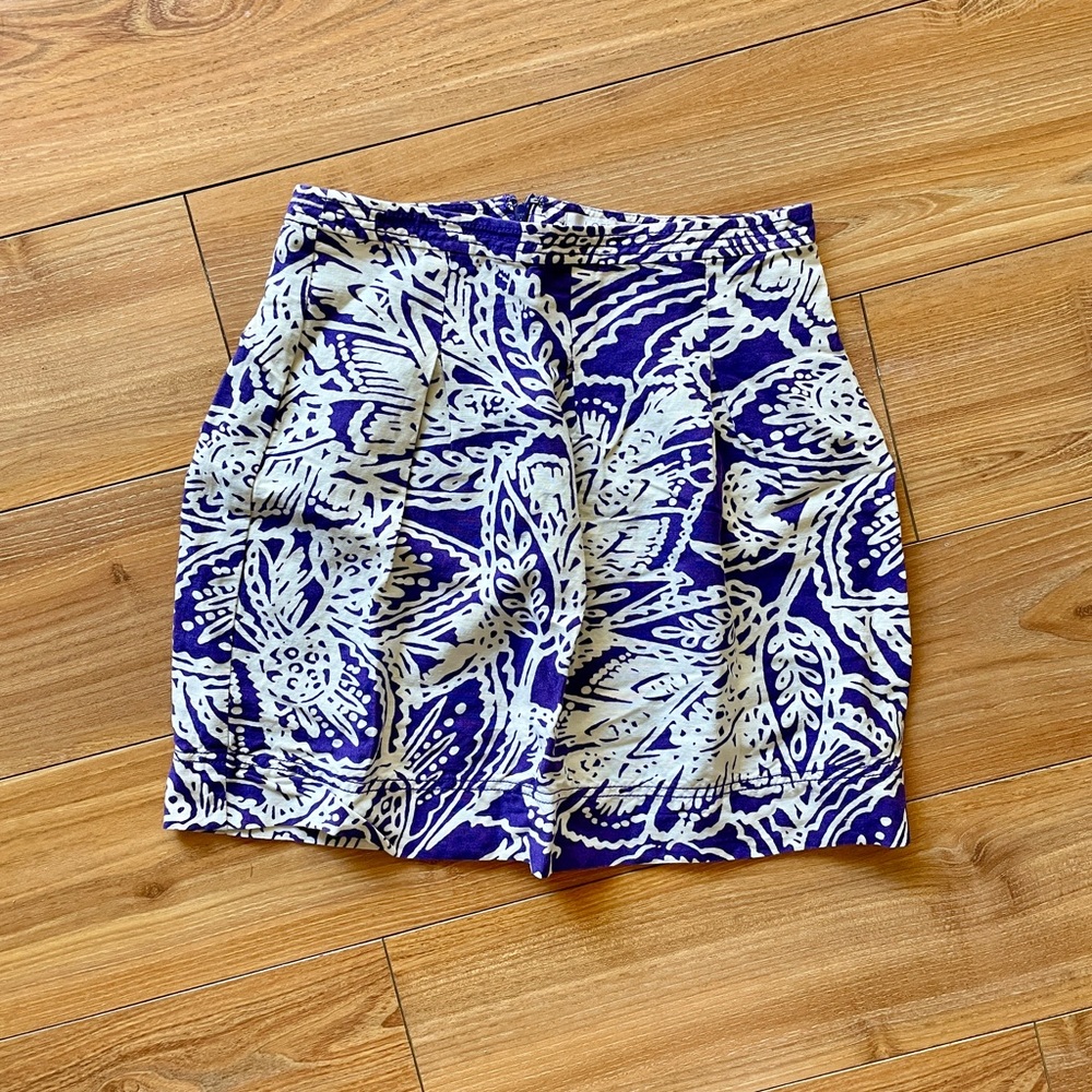 LOFT Purple tropical floral mini skirt